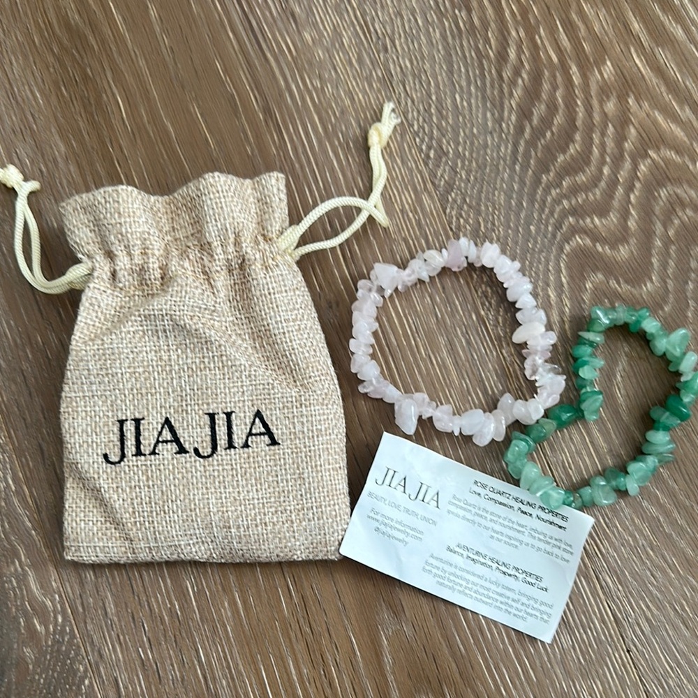 JIAJIA Rose Quartz and Green Aventurine Bracelets